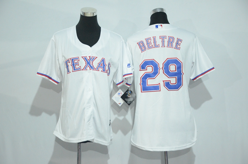 Womens 2017 MLB Texas Rangers #29 Beltre White Jerseys->women mlb jersey->Women Jersey